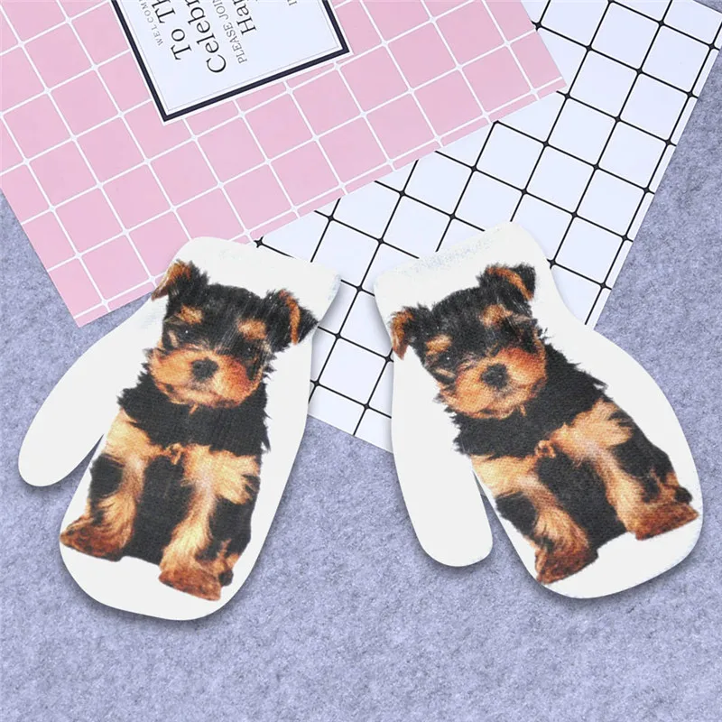 Children Kids Winter Warm 3D Animal Print Knitted Kitty Pet Cute Gloves Fashion Hand Gloves guantes eldiven handschoenen 40FE1808