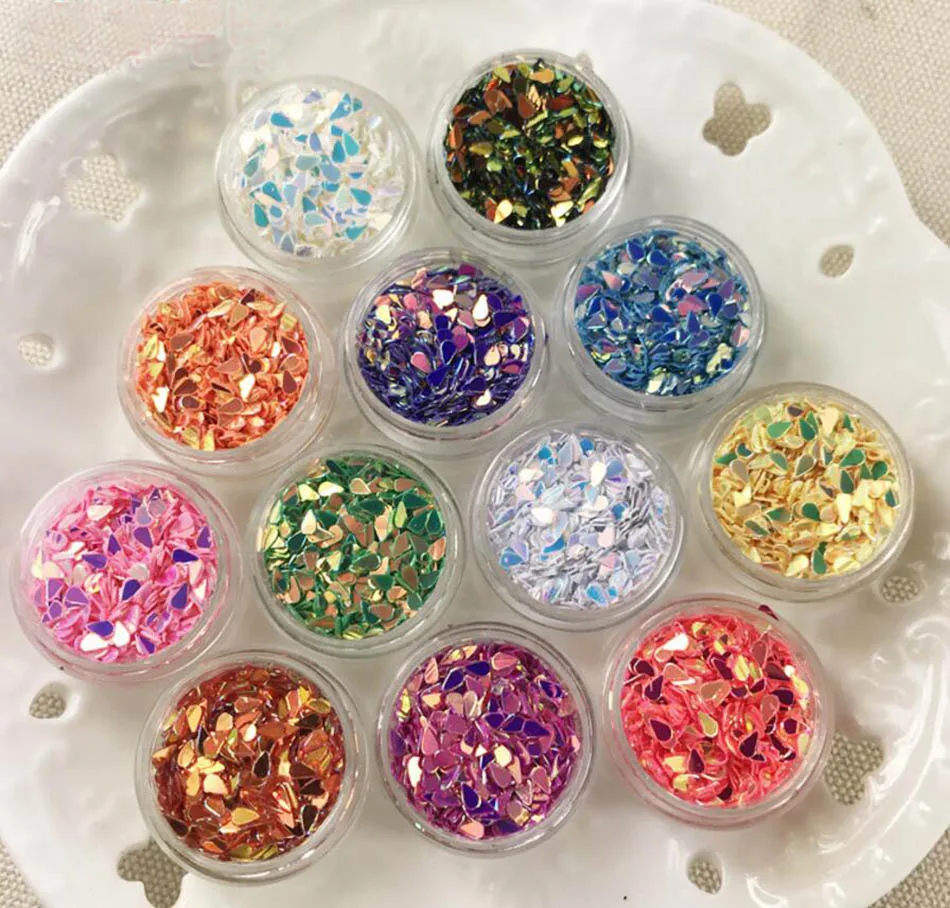 

12 Boxes Mini Teardrop Shape Chips Beads Sequins For Jewelry Epoxy Resin Fillers DIY Making Nail Art Craft Decoration