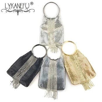 

LYKANEFU Gold Bag Ladies Bride Wedding Bag Clutch Purse Handmade 2019 New Evening Bag Tote Handbag for Party Women Bag Beading
