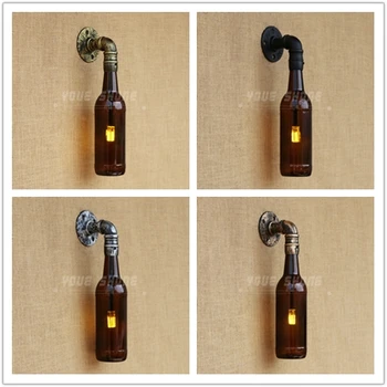 

Loft Industrial Style Cafe Bar Hotel Water Glass Bottle Led Wall Lamp