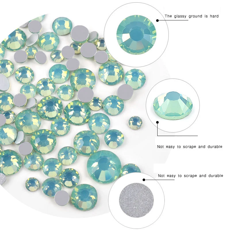 Разные размеры, SS4-SS20, опаловые Стразы для ногтей с плоским дном, цветные хрустальные стеклянные драгоценные камни для DIY, УФ-гель, 3D дизайн ногтей, украшения 031