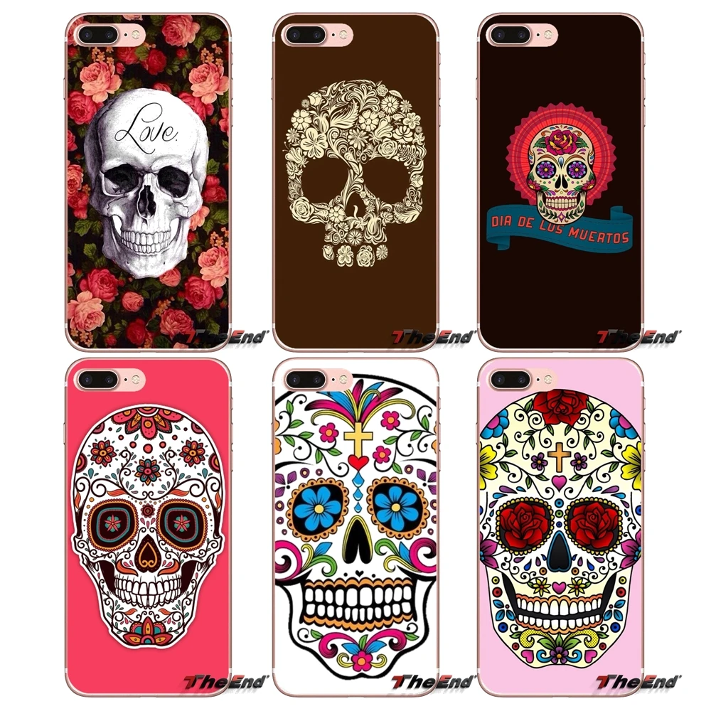 

For Huawei P Smart Y6 P8 P9 P10 Plus Nova P20 Lite Pro Mini 2017 SLA-L02 SLA-L22 2i Mobile Phone Cases Covers Floral Sugar Skull