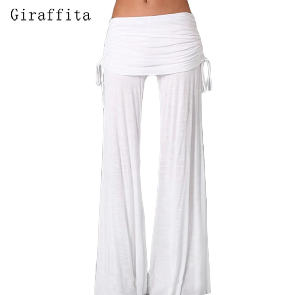 Giraffita Wide Leg Pants Women Baggy Linen Loose Pants Women Bell