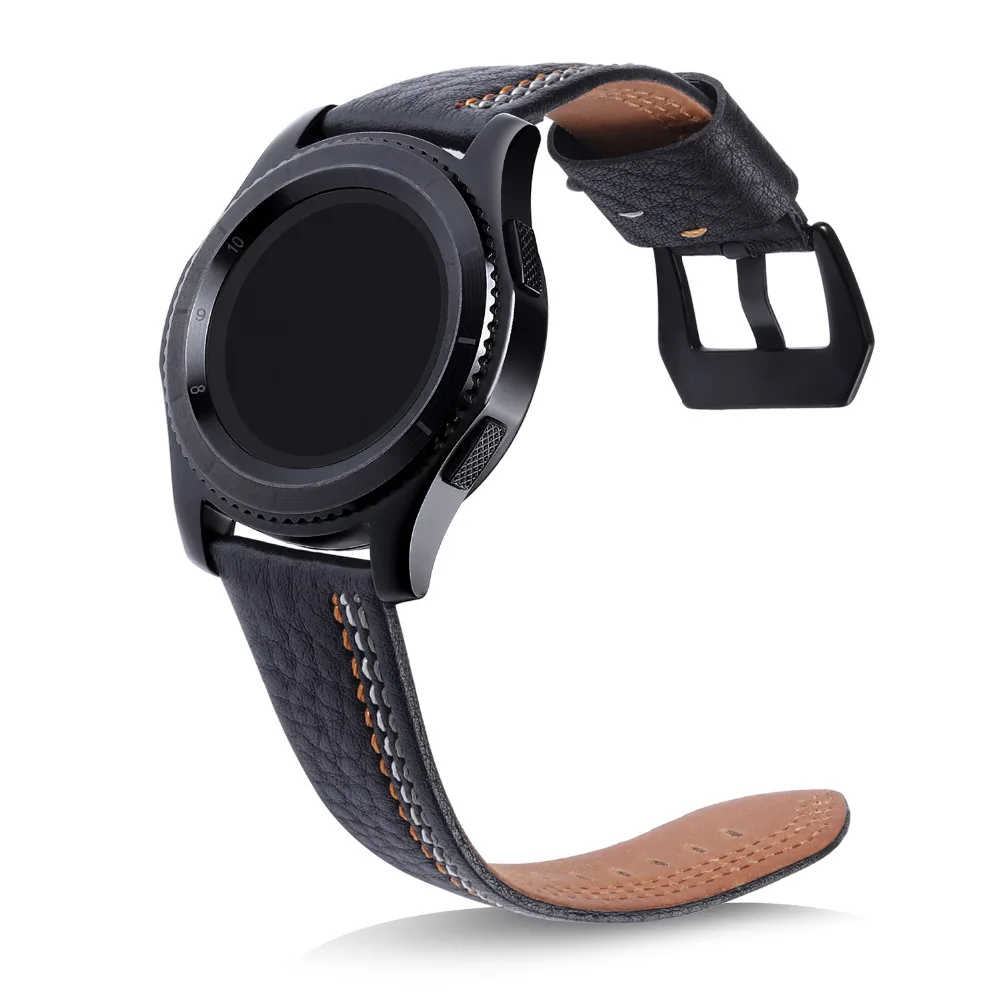 22 мм кожаный ремешок huami amazfit для samsung gear S3 Classic Frontier galaxy watch 46 мм ремешок pebble time ticwatch 1