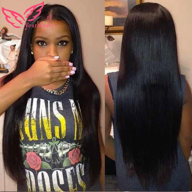 

Peruvian Full Lace Wig Straight Hair Unprocessed Full Lace Wig Bleached Knot Baby Hair Around Virgin Human Hair Lace Front Wig