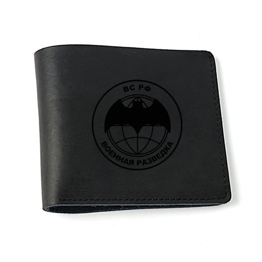 

Russian Military Intelligence Men's Card Wallet small Purses Hasp Credit Card Holders Genuine Leather Purse Vintage Mini Wallet