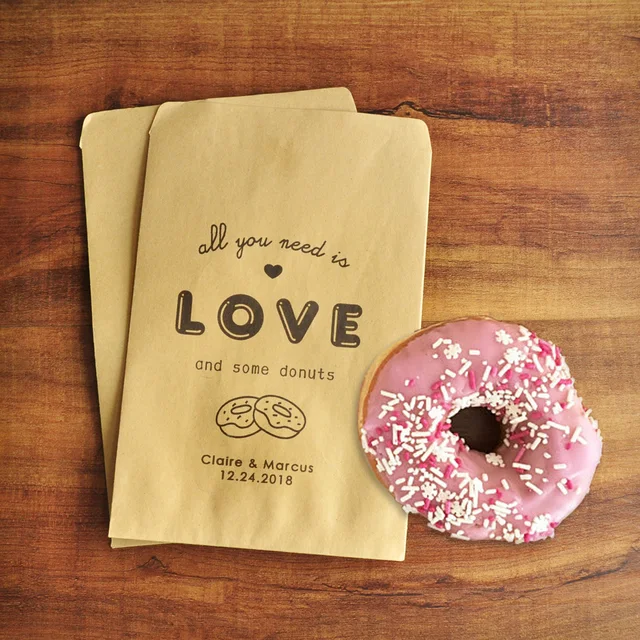 Donut Favor Bag Wedding Personalized Name Date Donut Favor Bag Wedding Personalized Name Date Kraft