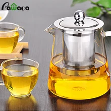 Прозрачное боросиликатное стекло чай горшок термостойкие вкладыш чай горшок со съемной нержавеющей стали заварки Фильтр Улун чай горшок