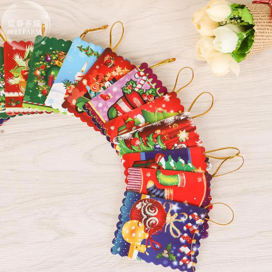 Nice Merry Christmas Wish Card 2016 Greeting Card sticker ornaments pendant Christmas tree Ornaments Fashion Gifts Xmas017