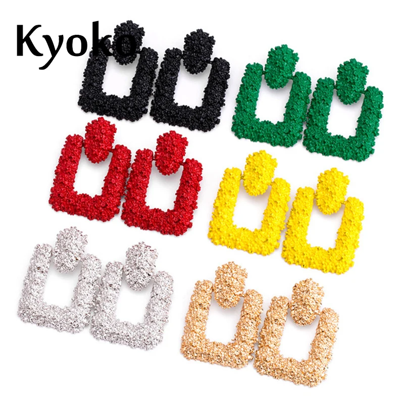 

Kyoko Big Vintage Earrings for women gold color Geometric statement earring 2019 metal earing Accessories fashion jewelry trend