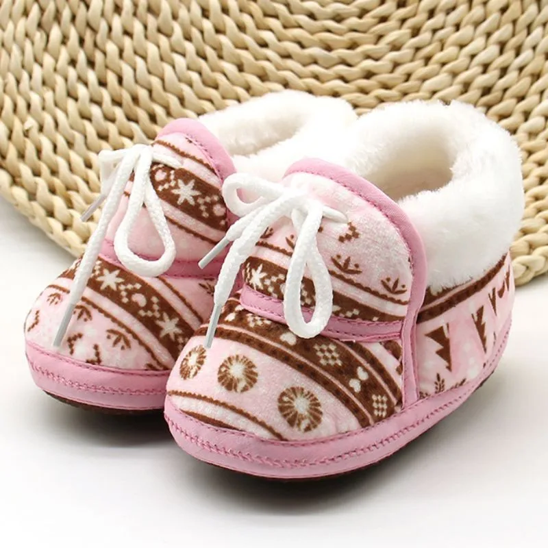 Мягкие ботинки с хлопковой подкладкой для маленьких мальчиков и девочек; Bebe; Весенняя теплая мягкая детская обувь в стиле ретро с принтом