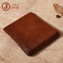 JOYIR Genuine Leather Men Wallets Brand High Quality Design Short Wallets Purses Gift For Men Card Holder Bifold Male Purse comics halo for man wallets games purses leather money and photo slot credit card holder 3d wallets bifold short boys wallets