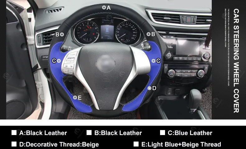 MEWANT Черный Синий кожаный чехол рулевого колеса автомобиля для Nissan Teana Altima 2013- X-Trail QASHQAI Rogue Sentra Tiida запчасти