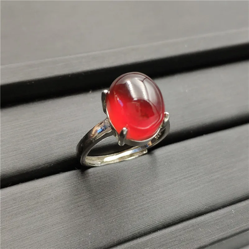 

Adjustable Ring Natural Garnet Gemstone Women Men Party Love New Gift Red 14x10mm Crystal 925 Sterling Silver Ring Jewelry AAAAA