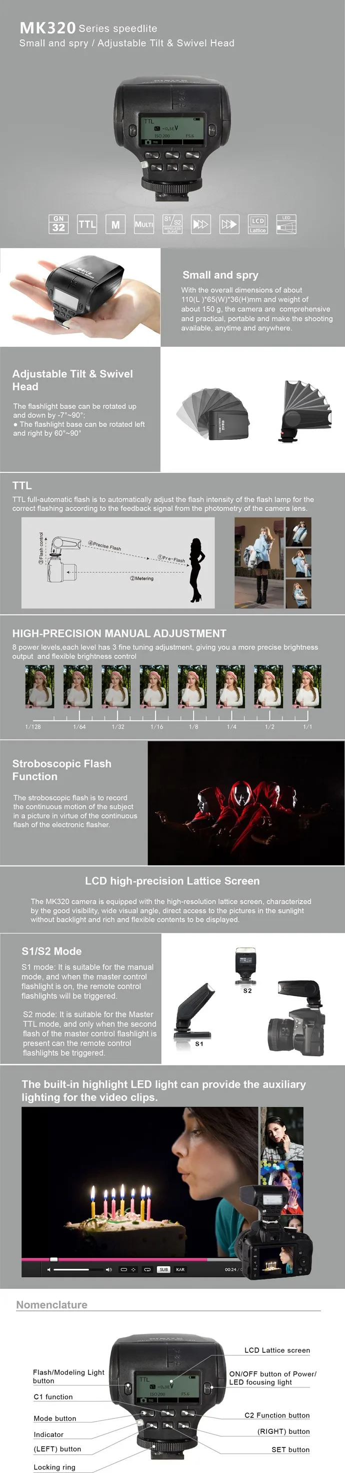 MEIKE MK320 миниый проблесковый ttl Вспышка Speedlite для цифрового фотоаппарата Panasonic Lumix DMC GF7 GM5 GH4 GM1 GX7 G6 GF6 GH3 G5 GF5 GX1 GF3 G3