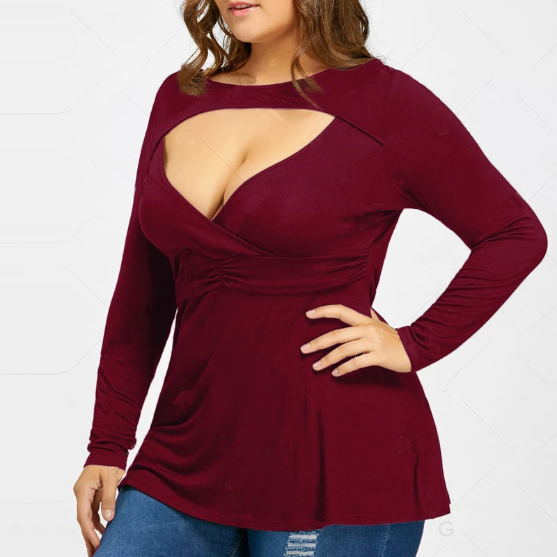 plus size deep v neck tops