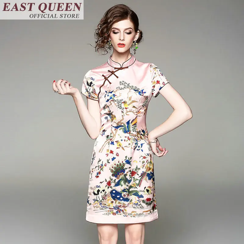 

Traditional chinese clothing for women chinese dress qipao folk dance retro floral print tunic boycon elegant clothes FF284 A