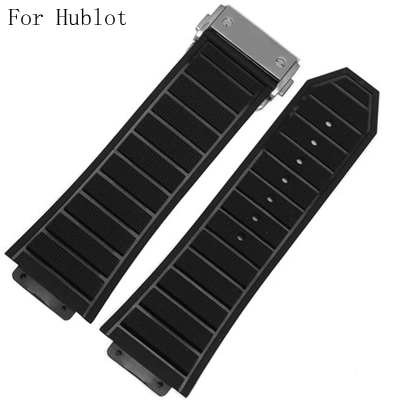 

29mm*19mm Black Natural Rubber Watch Strap Wrist Belt ,Watchband With Deployment Buckle Clasp For HUBLO Watch T With LogoLOGO