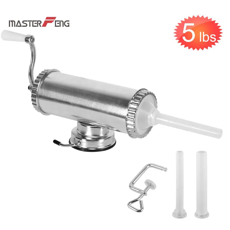Comprar Máquina de salchichas casera de 2,5 KG 5 lbs con Base de succión máquina de Salami Manual máquina de relleno de carne con jeringa de salchicha