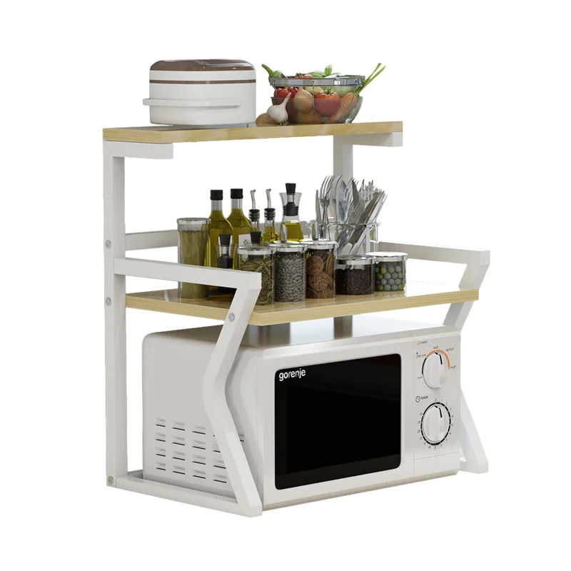  Kitchen microwave racks cabinets free of perforated desktop condiment storage rack vegetable shelf  - 4000004709281