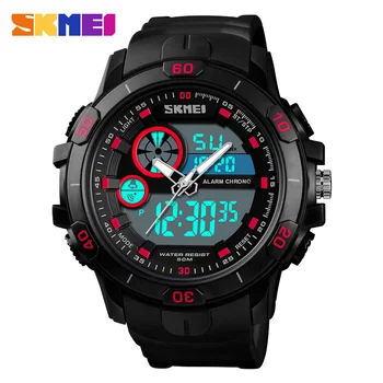 

Sports Watches Men Dual Display Analog Digital LED Electronic Quartz Wristwatches Waterproof Military reloj hombre 2018 SKMEI