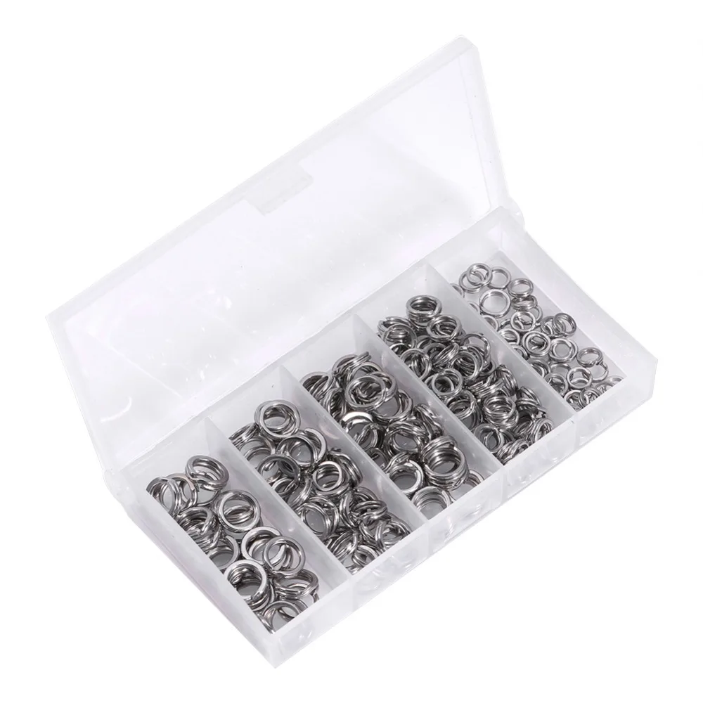 

200pcs Stainless Steel Fishing Split Rings Fishing Lure Kit Fishing Tackle Box Isca Compartments Storage Case Small Accessories