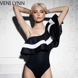 VENI LYNN2018 Для женщин новый Комбинезоны боди сексуальный одно плечо шить трусы белье боди белье