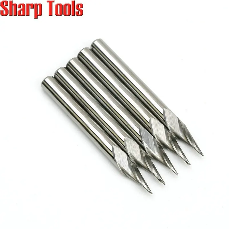 0.2-0.5mm Tip 3.175*30 Angle V Carving 1 Flute Spiral Carbide Engraving Bits CNC Router Tools Grooving Milling Cutters for Metal