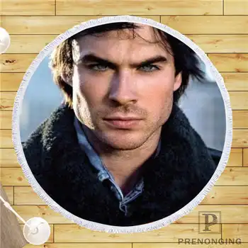 

Custom DIY Customized Microfiber Fabric Ian_Somerhalder (2) Round Beach Blanket Towel Printed on Demand 150cm #19-01-28-3-94