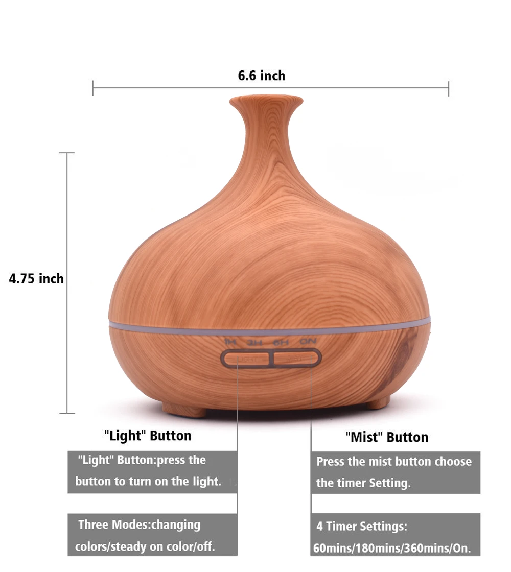 Woodgrain Humidifier Essential Oil Diffuser Aroma Lamp Aromatherapy