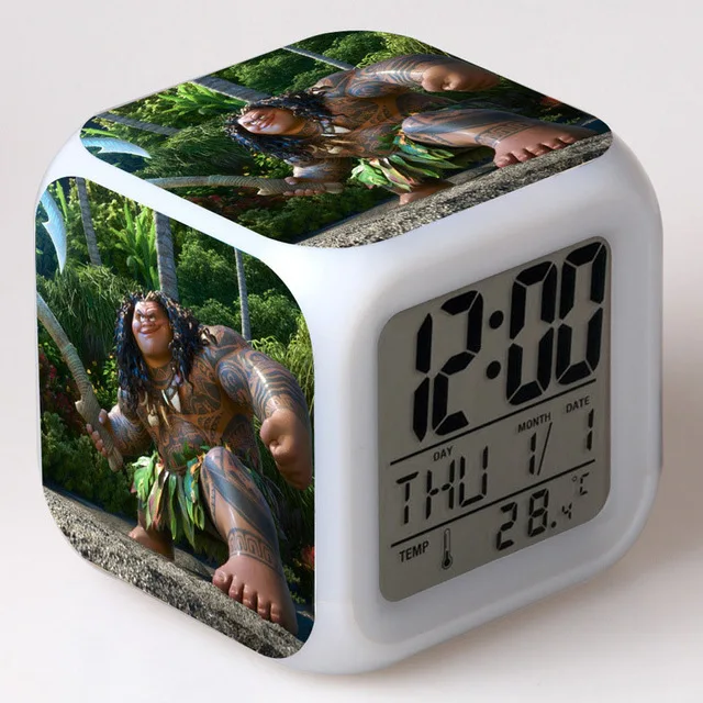 Фильм ТВ Moana часы цифровые часы принцесса предпродажа Моана Мауи Waialik игрушки heihei 7 цветов светодио дный светодиодный ночной будильник - Цвет: Сливовый
