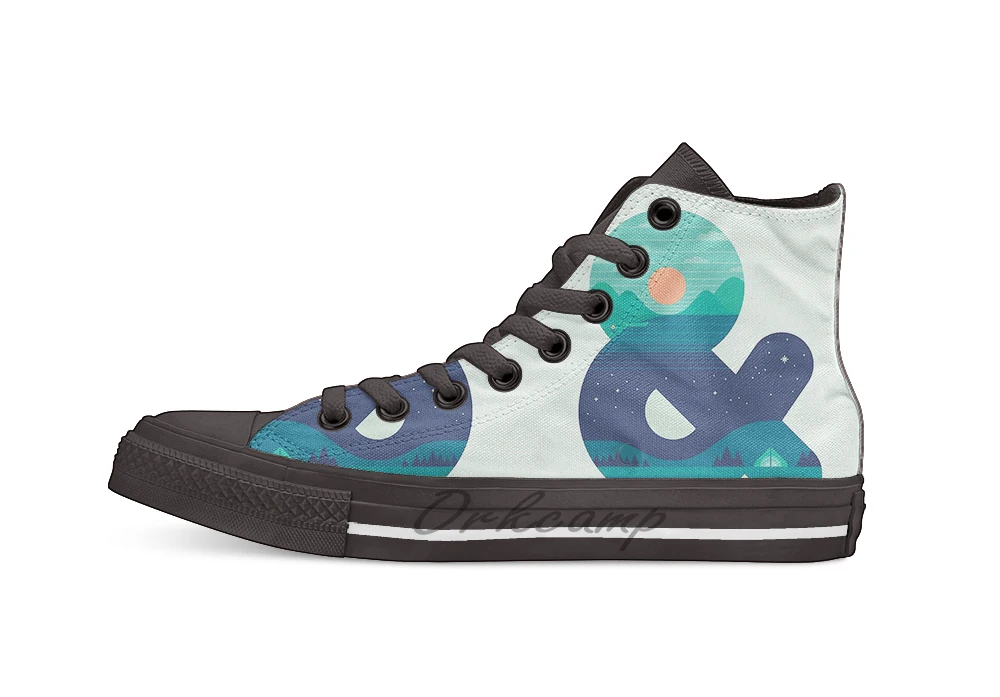 

Day Night Unisex High Top Canvas flat Casual Custom shoes Drop Shipping