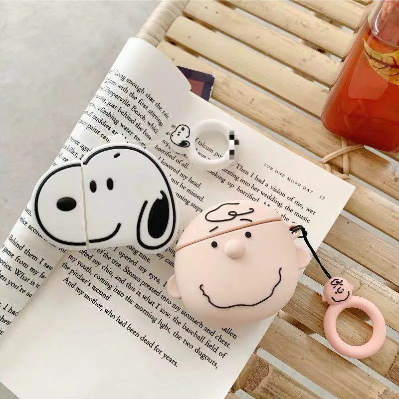 Case for AirPods Cute Cartoon Earphone Cases for Apple Airpods2 Accessories Protect Cover with Finger Ring Strap Unique Charlie