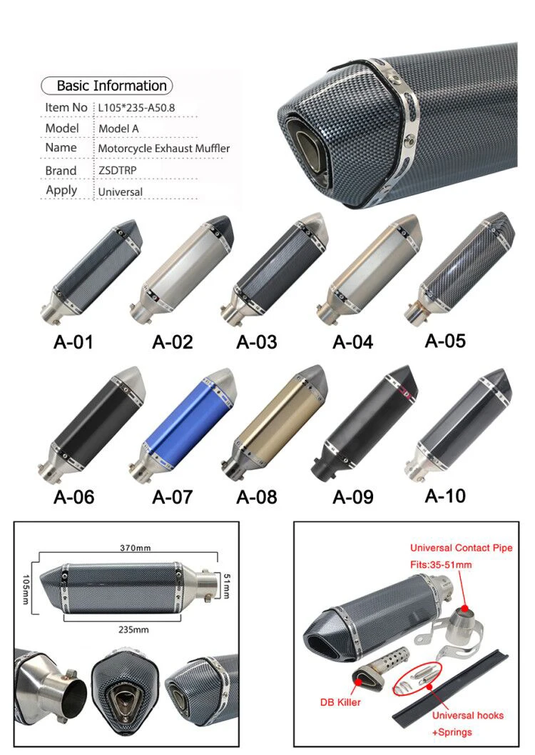 Alconstar-51 мм Универсальный мотоцикл Akrapovic Yoshimura глушитель выхлопной трубы Escape Moto CBR125 CB400 TMAX530 GSXR650 Racing