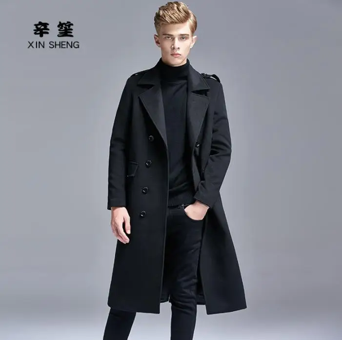 Cachemire Laine Manteau Masculino Hommes coats Angleterre Noir Hiver De Inverno Pardessus Long Casaco Trench Longues Automne En Manches KFJ1lcT