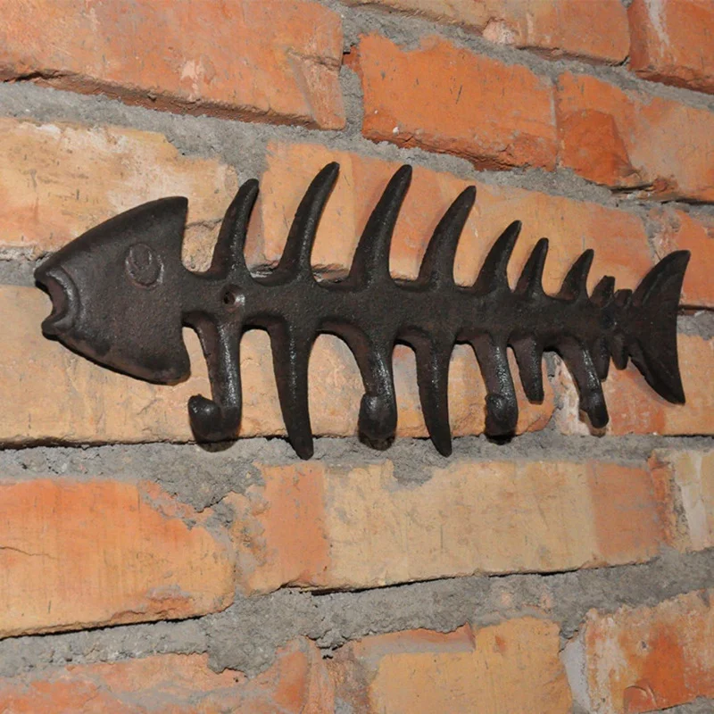 Стойка для пальто Fishbone Hall с 4 крючками морских рыбных ключей полка шляп настенный