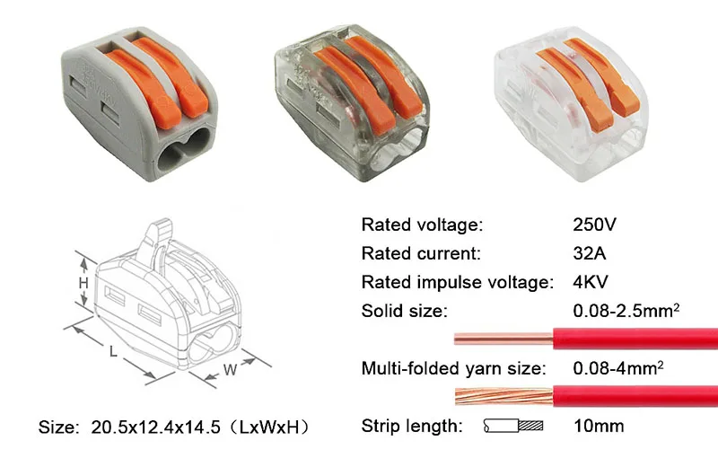 Тип 412-415 30 шт./кор. электропроводки терминалы бытовой соединители проводов клеммы для быстрого подключения проводов