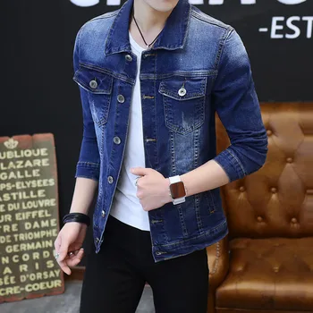 

New Autumn Fashion Denim Jacket Men Spring Jaqueta Masculino Casual Jeans Coats Outerwear Slim Fit Brand Clothing Ripped Design
