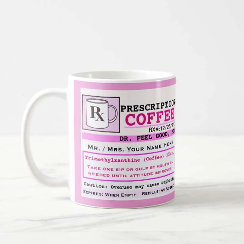 Забавная кофейная кружка с пользовательским именем по рецепту RX чайная чашка рождественские подарки для друзей и семьи белая
