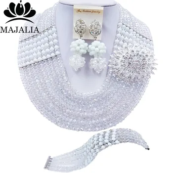 

Majalia Fashion Classic Nigerian Wedding African Jewelery Clear ab Crystal Necklace Bride Jewelry Sets Free Shipping 10CJ0037