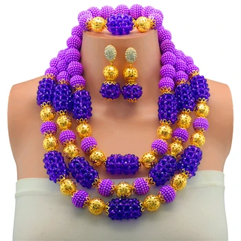 

Purple African Wedding Bridal Jewellry Sets Dubai Wedding Beads African Beads Jewelry Set Women Fashion Free Shipping 10103
