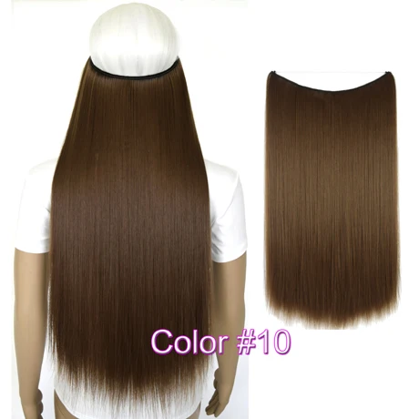 Верхушка термостойкие синтетические волосы, шелковистые прямые эластичные невидимая проволока, Halo волосы для наращивания 8106 - Цвет: 10