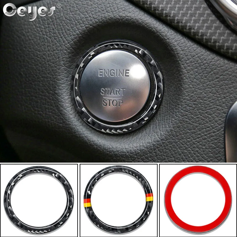 

Ceyes Car Key Start Stop Interior Decoration Circle Cover Car Styling Fit For Mercedes Benz C E Class W205 GLC Carbon Fibre Ring