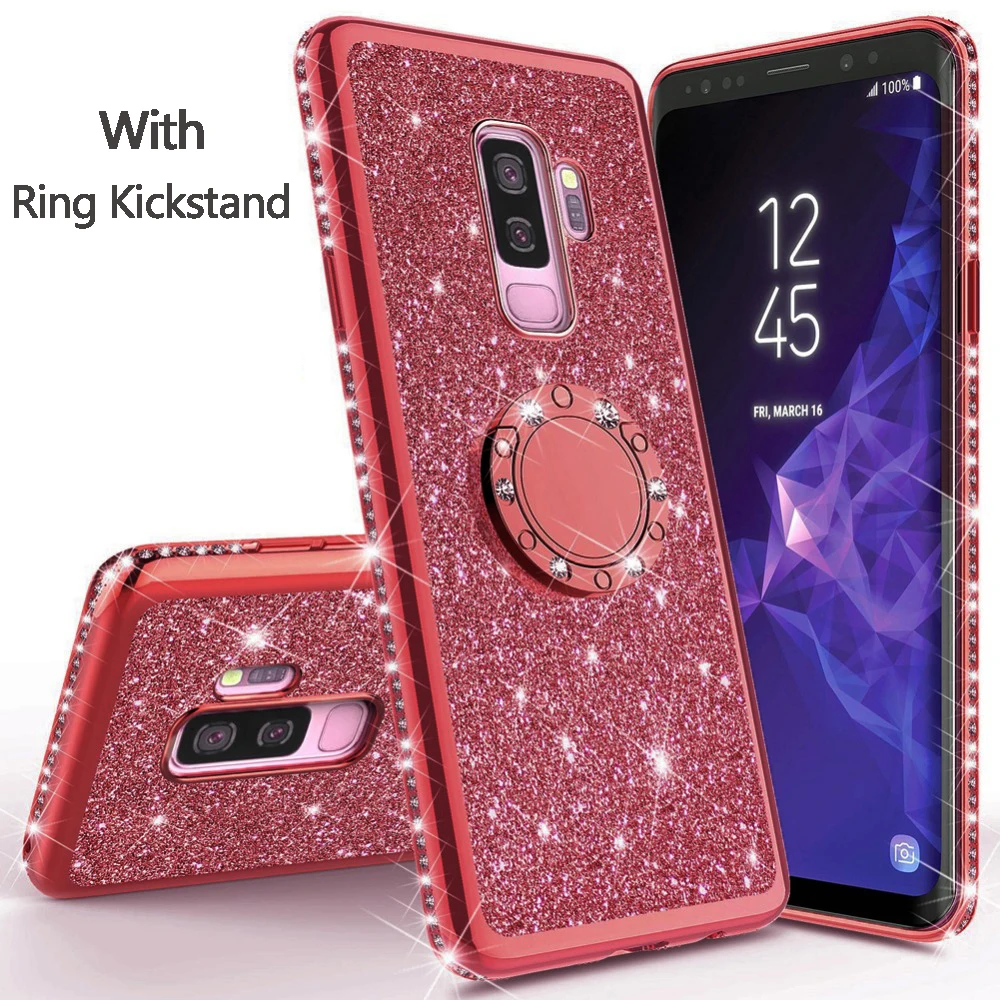 Блестящий Алмазный чехол с подставкой Чехол для samsung Galaxy S7 S8 S9 S10 плюс S10e Note 9 Note 8 J7 A7 A6 A8 плюс A520 A750 Мягкий ТПУ чехол с мультипликационным рисунком