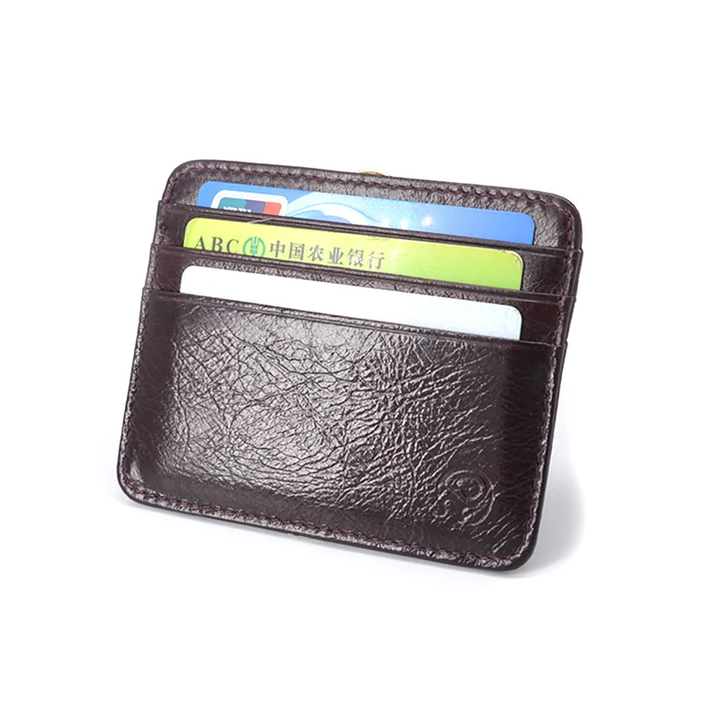 

top quality cow leather simple credit card holder card drivers license wallet vintage genuine mini wallet for credit cards
