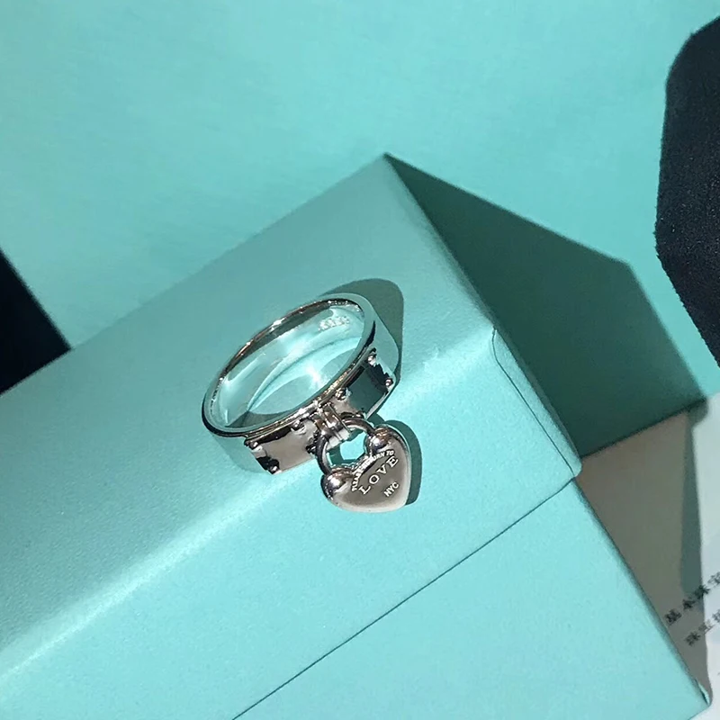 

2018 Brand Pure 925 Sterling Silver Jewelry For Women Big Heart Rings Vintage Love Rings Silver Jewelry Drop Heart Silver Ring