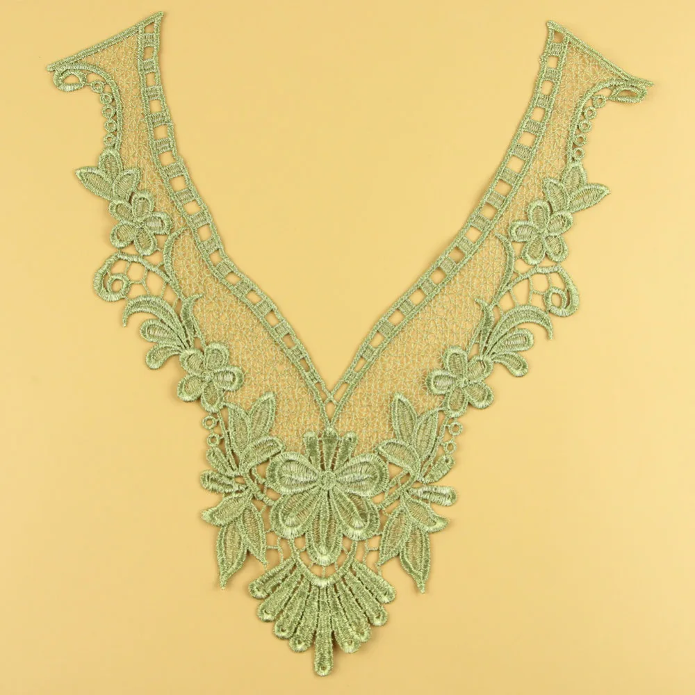 

1 Pc Motif Applique Golden Flower Neckline Neck Collar Venise Lace Trims Sewing Craft S10943