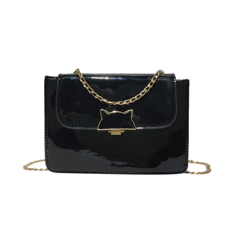 

Handbag Women Girl Fashion Patent Leather Flap Bag Cat Decoration Crossbody Shoulder Bag Drop Shipping 2018 #Zer
