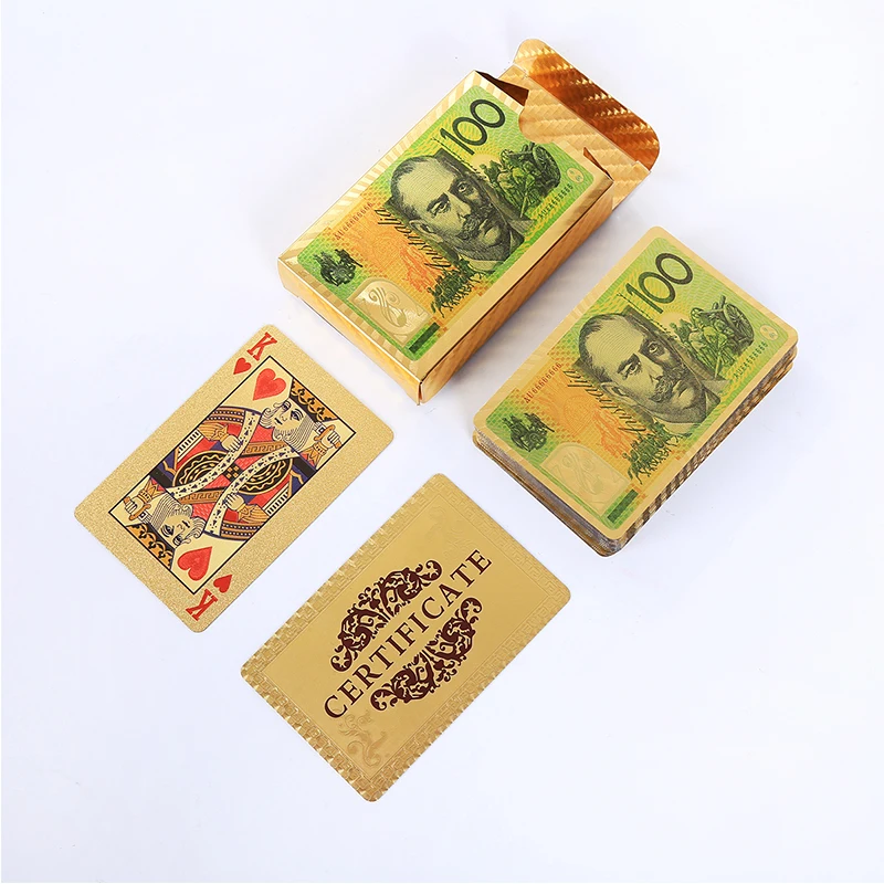 AU Dollar игральные карты водонепроницаемые на заказ пластиковые покерные коллекция