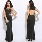 Save 1.31 on Vestido De Festa Sexy Women Maxi Dress Sequins Backless O-Neck Sleeveless Evening Party Long Dresses